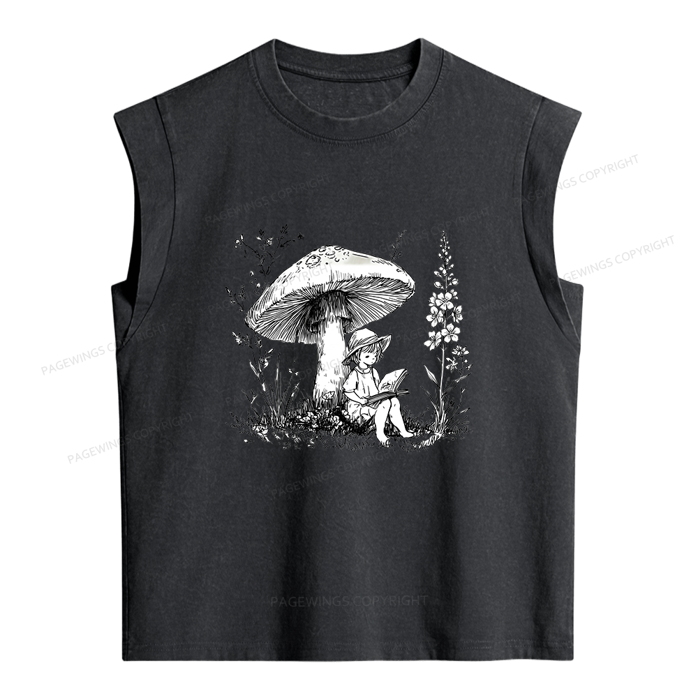 Pagewings Woodland Girl Reading Women's Washed Tank Top
