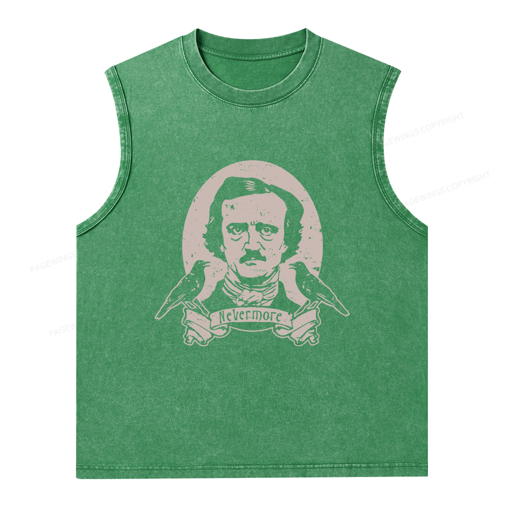 Pagewings Literary Vintage Stephen Allen King HP Lovecraft Book Unisex Washed Tank Top
