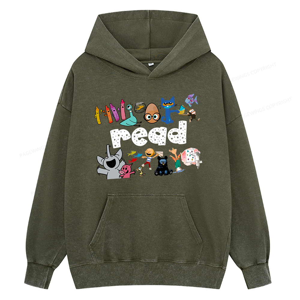 Pagewings Reading Bookish Unisex Washed Hoodie