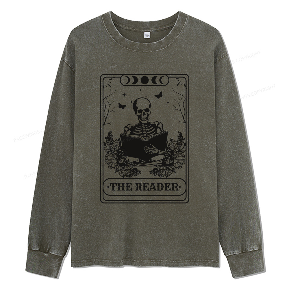 Pagewings The Reader Unisex Washed Long Sleeve T-shirt