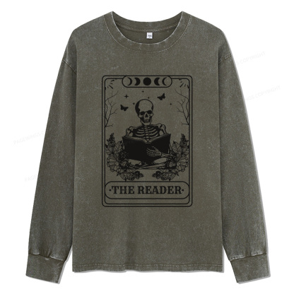 Pagewings The Reader Unisex Washed Long Sleeve T-shirt