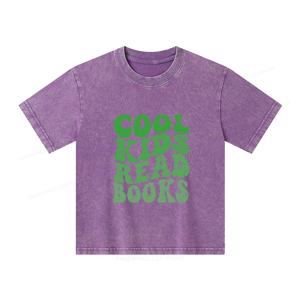Pagewings cool kids read books Unisex Kids Washed T-shirt