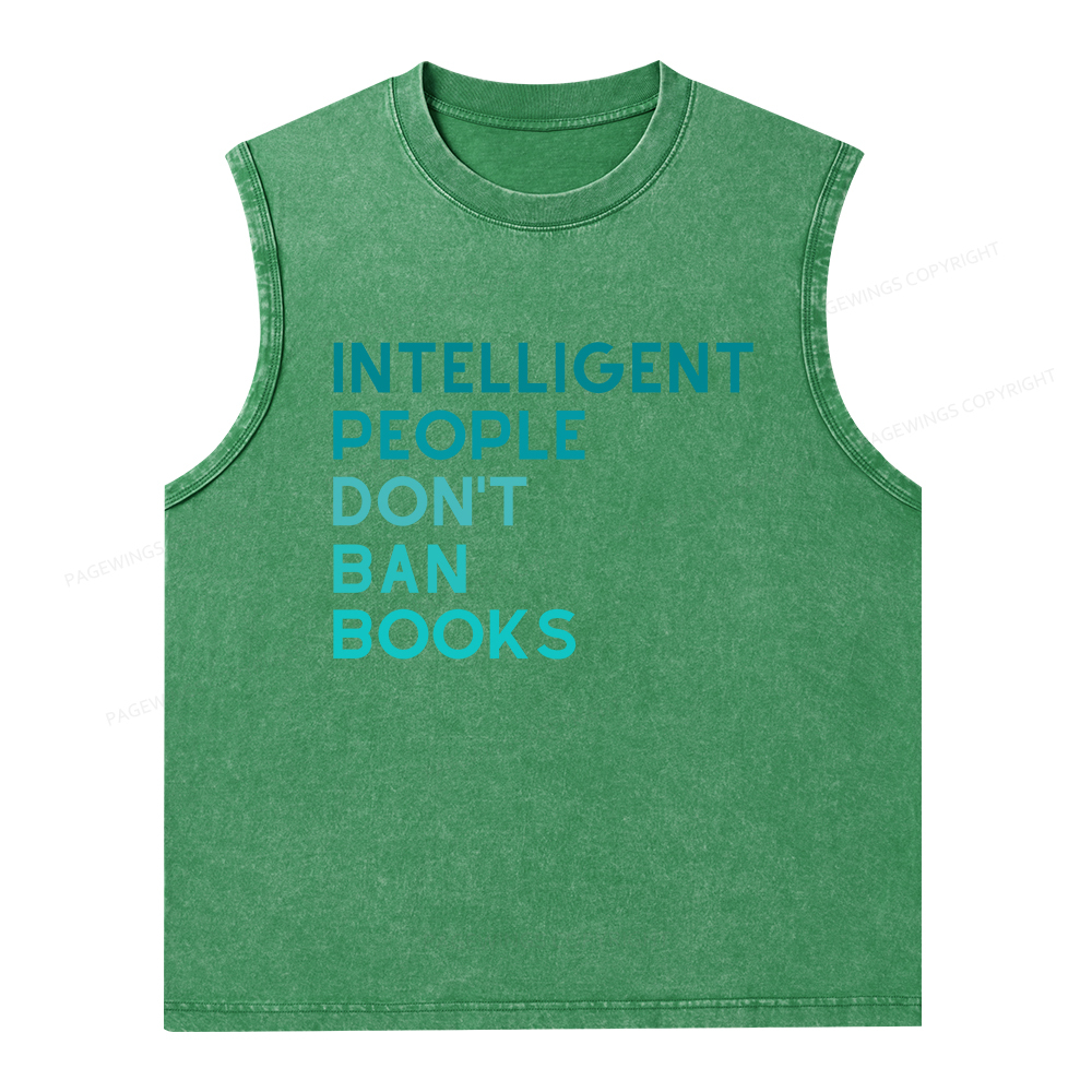 Pagewings Intelligent People Don't Ban Books Unisex Washed Tank Top