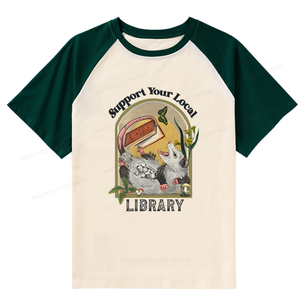 Pagewings Library Readers Make Leaders Jersey Short Sleeve Tee Raglan T-shirt