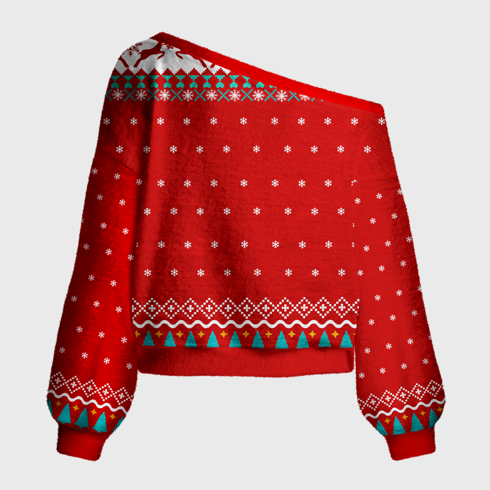 Pagewings Ghosts Who Love Reading Off Shoulder Ugly Knit Sweater