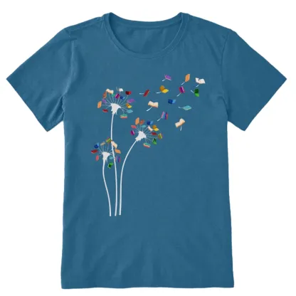 Pagewings Cute Dandelion Books Flower Fly Unisex Classic T-shirt