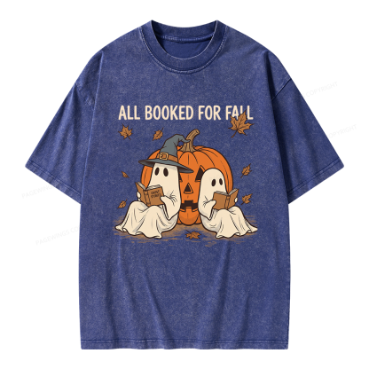 Pagewings All Booked For Fall Unisex Washed T-shirt