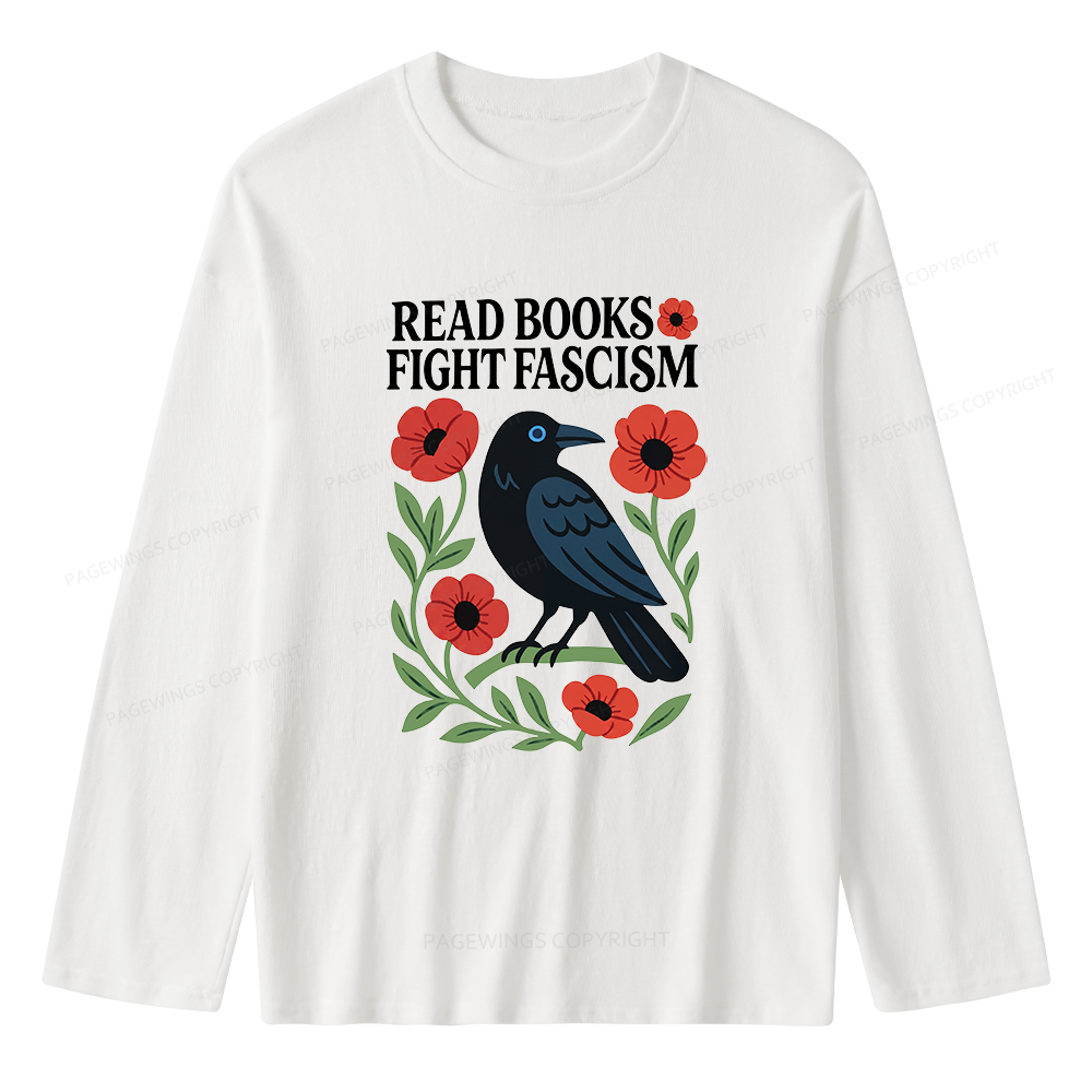 Pagewings Read Books Fight Fascism Unisex Lightweight Long Sleeve T-Shirt