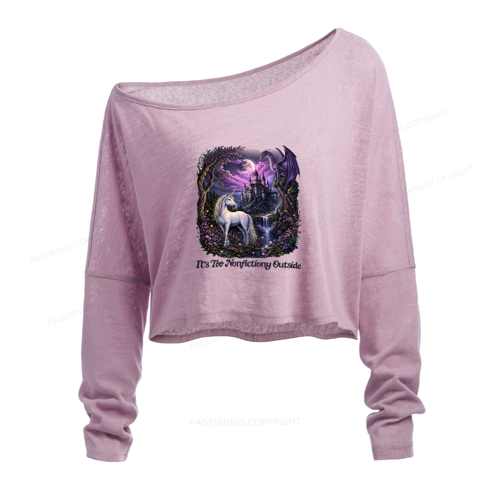 Pagewings 90s Fantasy Slouchy Long Sleeve Off Shoulder T-shirt