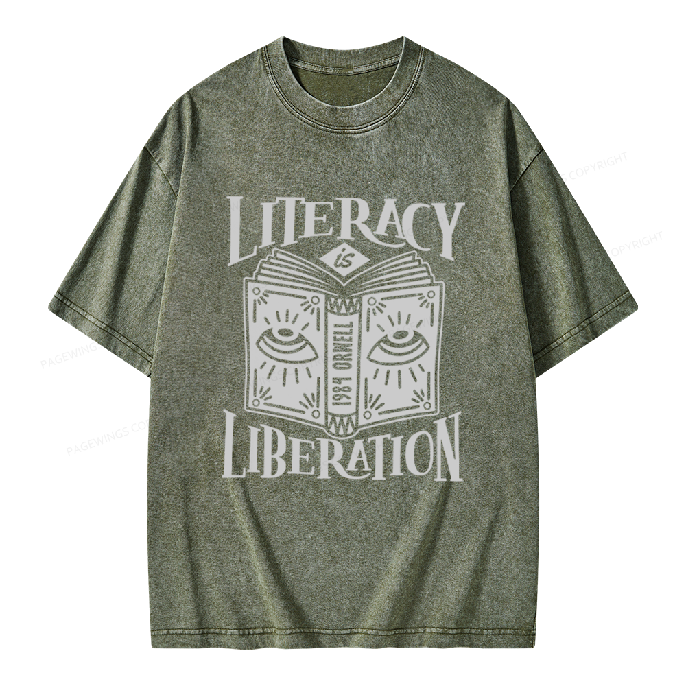 Pagewings Dystopian Book Lovers Unisex Washed T-shirt