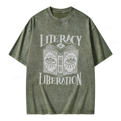 Pagewings Dystopian Book Lovers Unisex Washed T-shirt