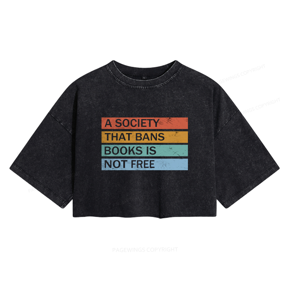 Pagewings Read Banned Books Women's Washed Cropped T-shirt