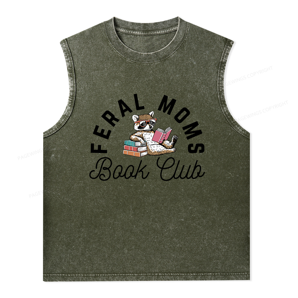 Pagewings Feral Moms Book Club Unisex Washed Tank Top
