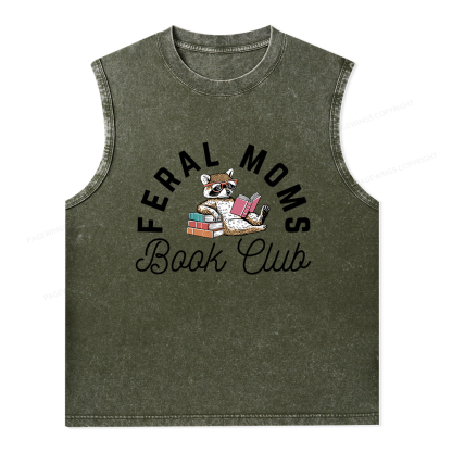 Pagewings Feral Moms Book Club Unisex Washed Tank Top