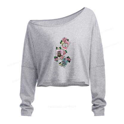 Pagewings Sci Fi Bookish Slouchy Long Sleeve Off Shoulder T-shirt