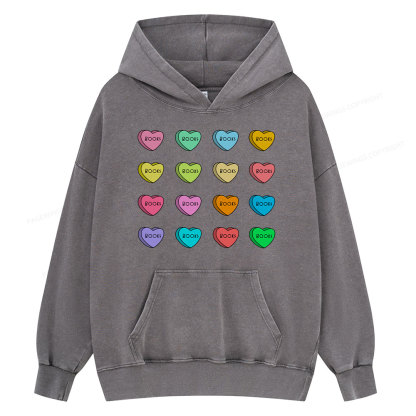 Pagewings Valentine's Day Librarian  Unisex Washed Hoodie