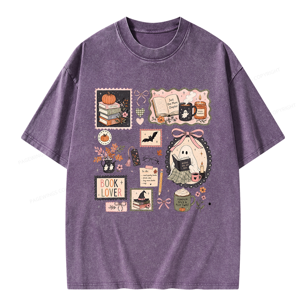 Pagewings Halloween Book Club Unisex Washed T-shirt