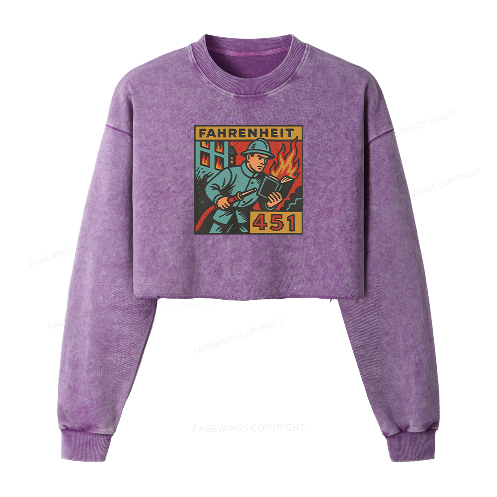 Pagewings Literature 451 Washed Crop Sweatshirt