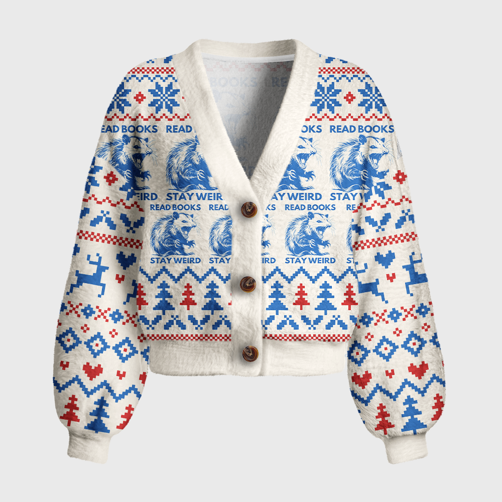 Pagewings Read Books Be Kind Stay Weird Women's Cardigan Sweater