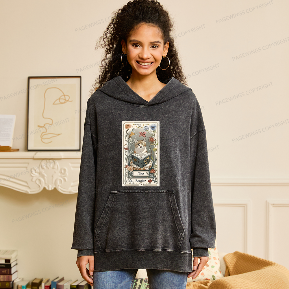 Pagewings The Reader Unisex Washed Hoodie
