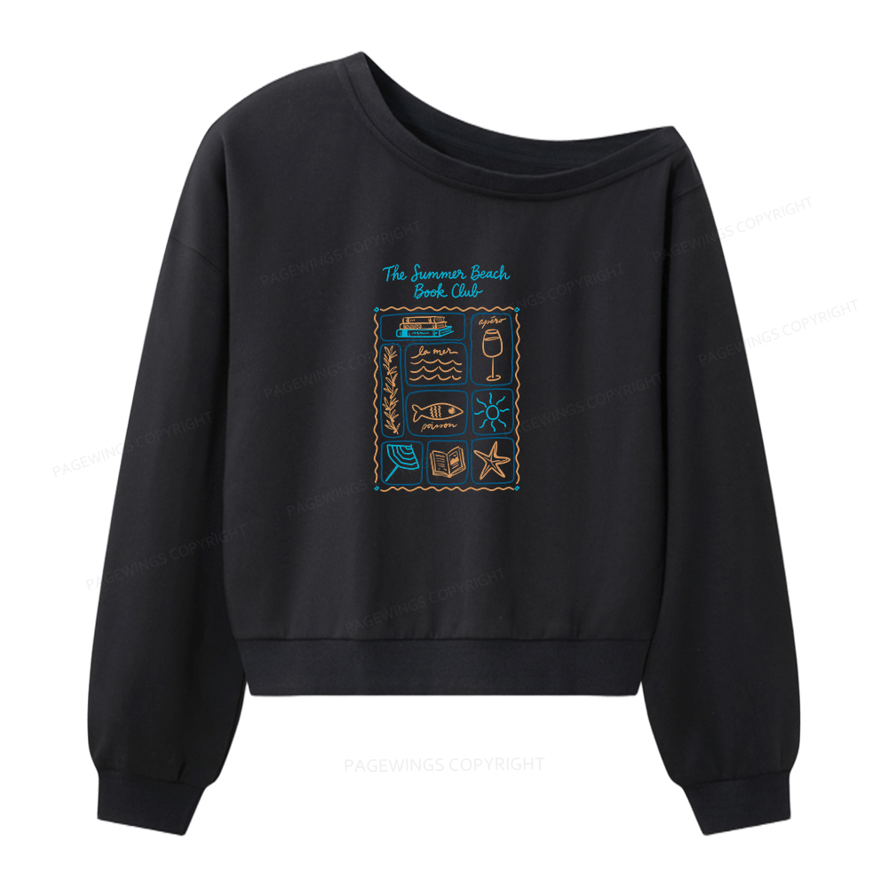 Pagewings The Summer Beach Book Club Women Off Shoulder Sweatshirt
