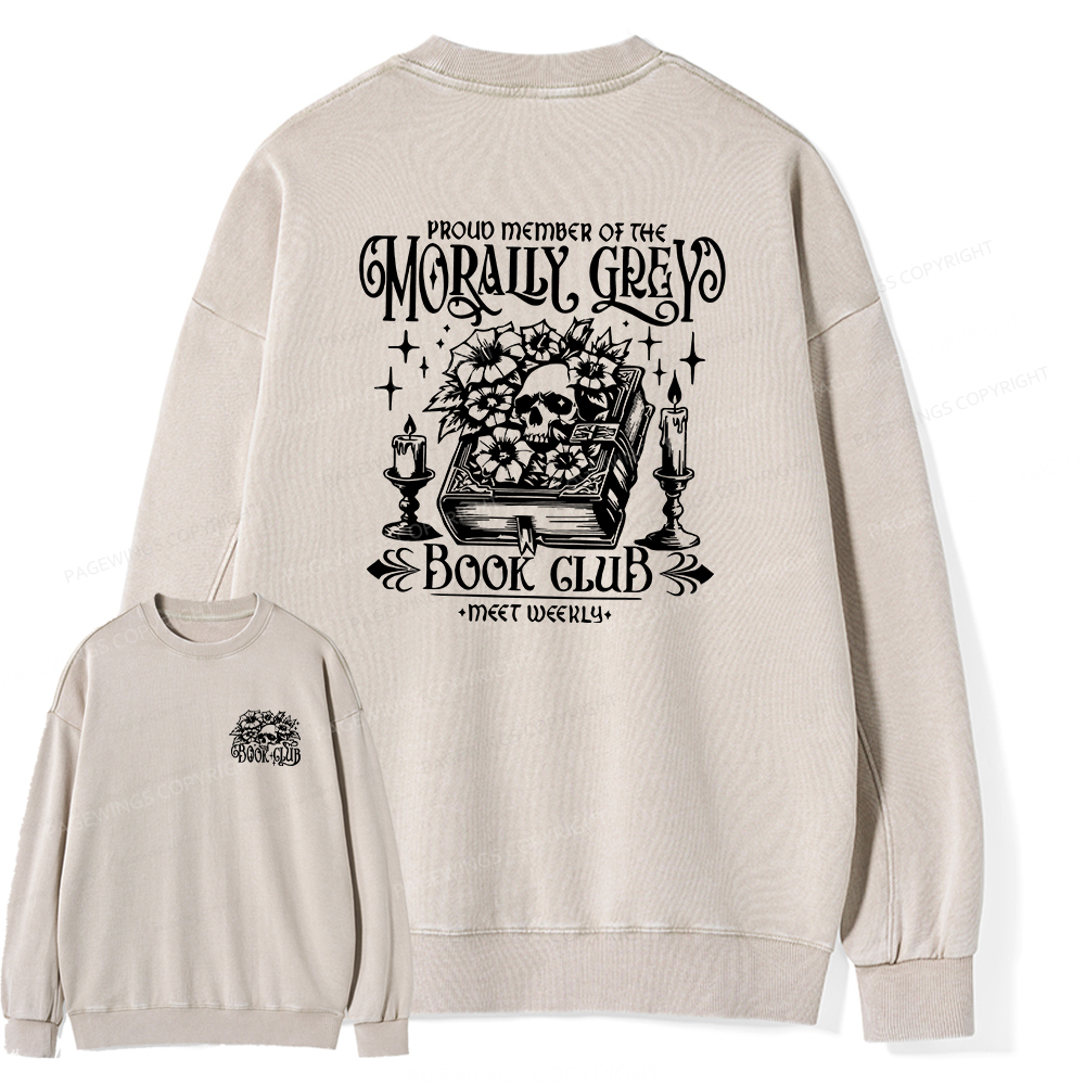 Pagewings Morally Grey Book Club Unisex Washed Sweatshirt