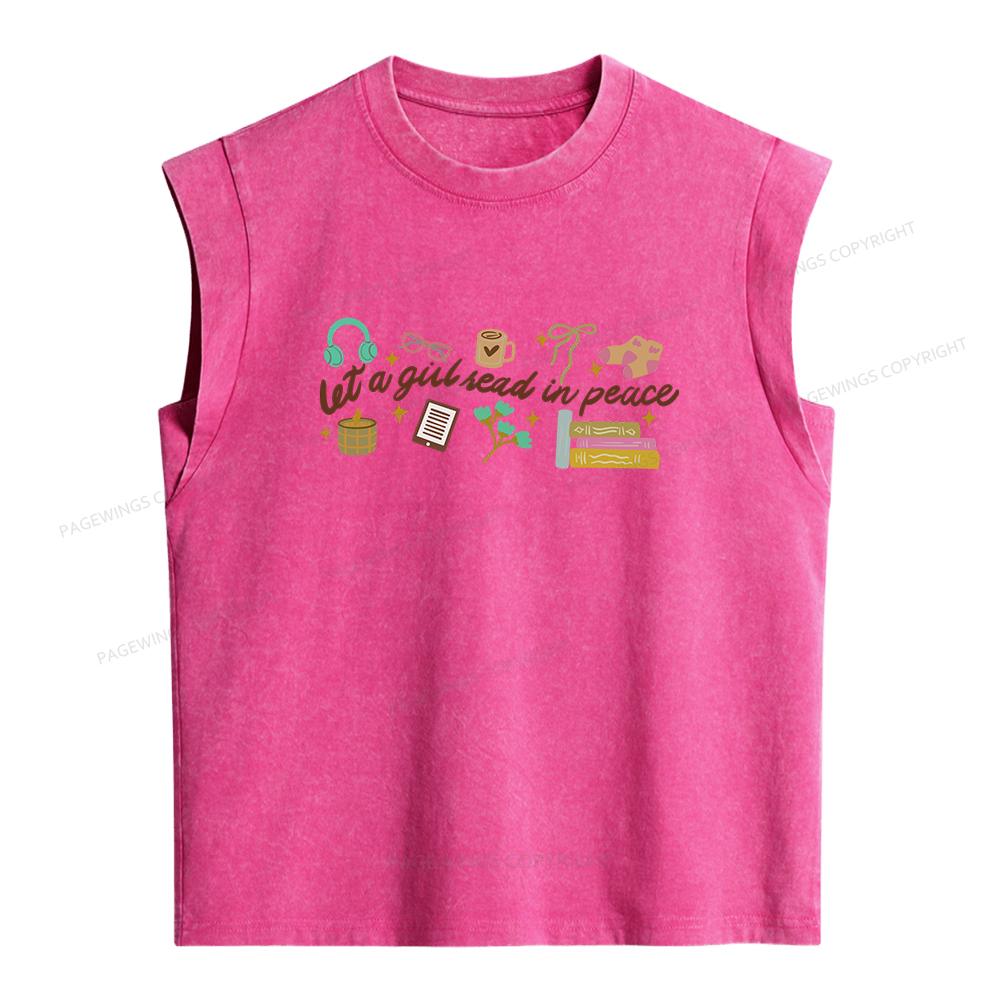 Pagewings Let a Girl Read in Peace Women's Washed Tank Top