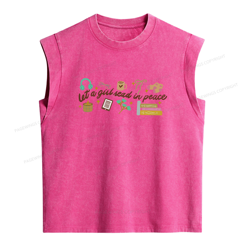 Pagewings Let a Girl Read in Peace Women's Washed Tank Top