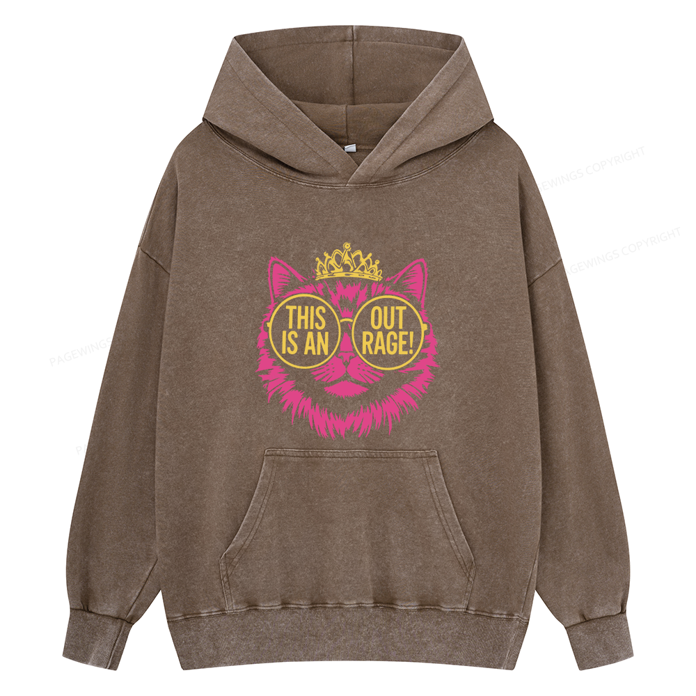 Pagewings This is an Outrage Unisex Washed Hoodie
