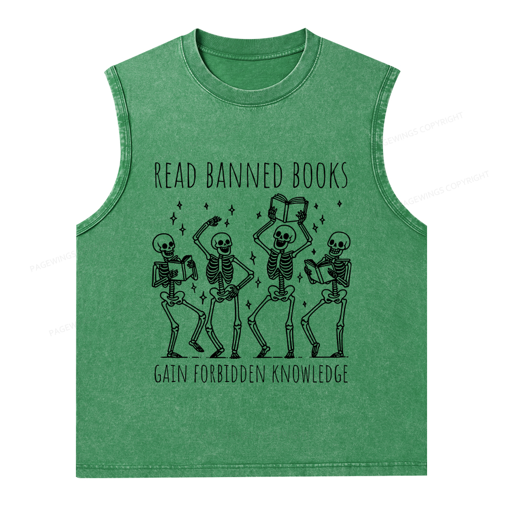 Pagewings Reading Books Tee Book Lover Gift Unisex Washed Tank Top