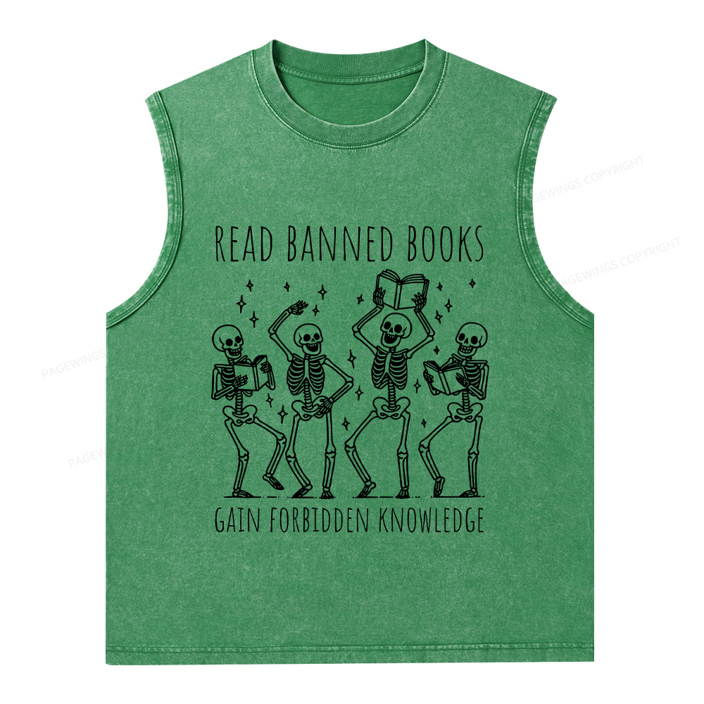 Pagewings Reading Books Tee Book Lover Gift Unisex Washed Tank Top