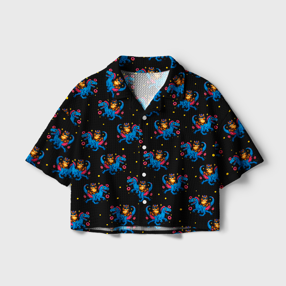 Pagewings Sci-Fi Reader Camp Collar Boxy Fit Unisex Crochet Shirt