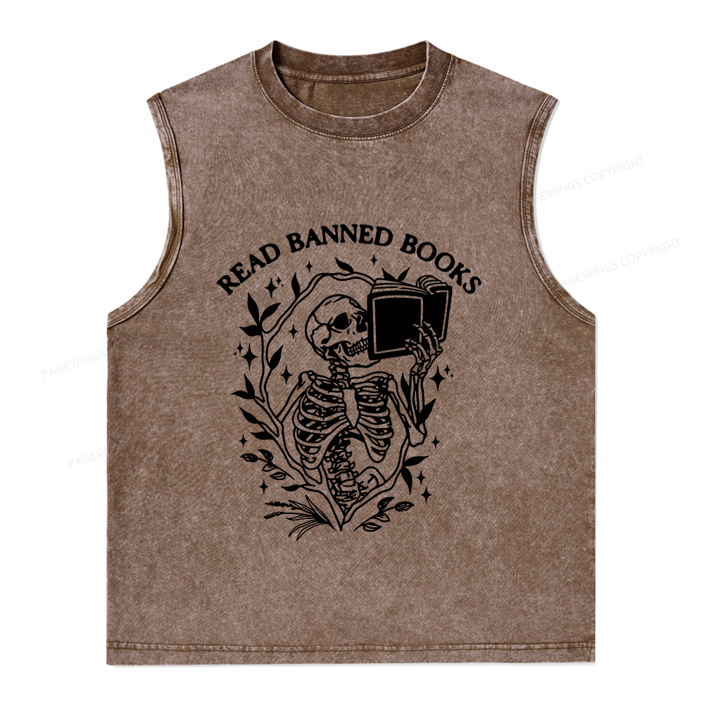 Pagewings Ban The Fascists Save The Books Unisex Washed Tank Top
