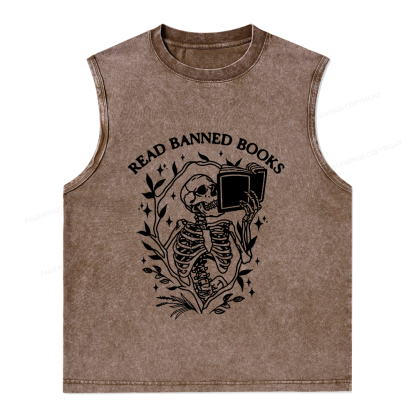 Pagewings Ban The Fascists Save The Books Unisex Washed Tank Top