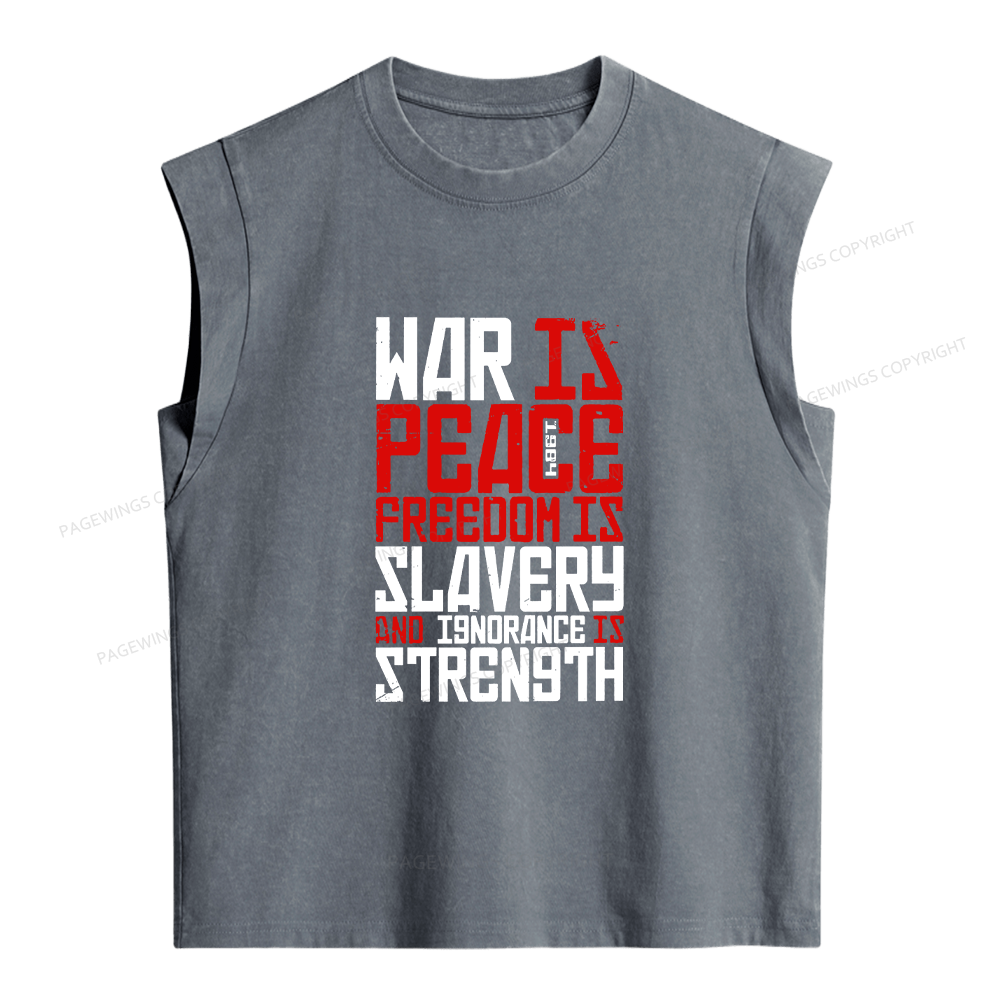 Pagewings War Is Peace Freedom Is Slavery Women's Washed Tank Top