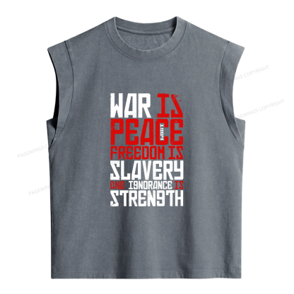 Pagewings War Is Peace Freedom Is Slavery Women's Washed Tank Top