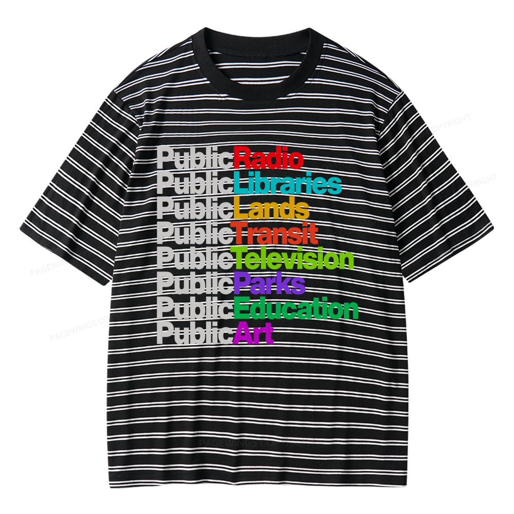 Pagewings Public Libraries Unisex Striped T-Shirt