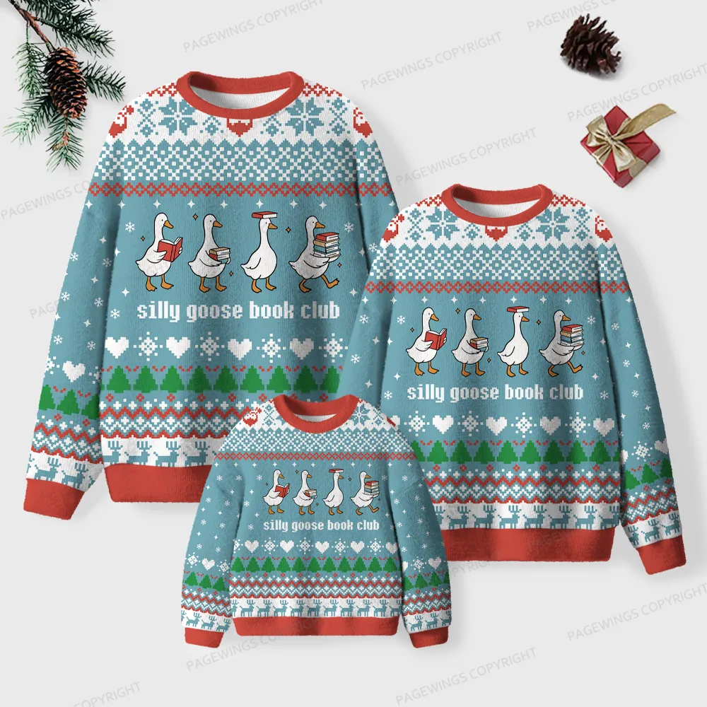 Pagewings Silly Goose Book Club Unisex Ugly Knit Sweatshirt