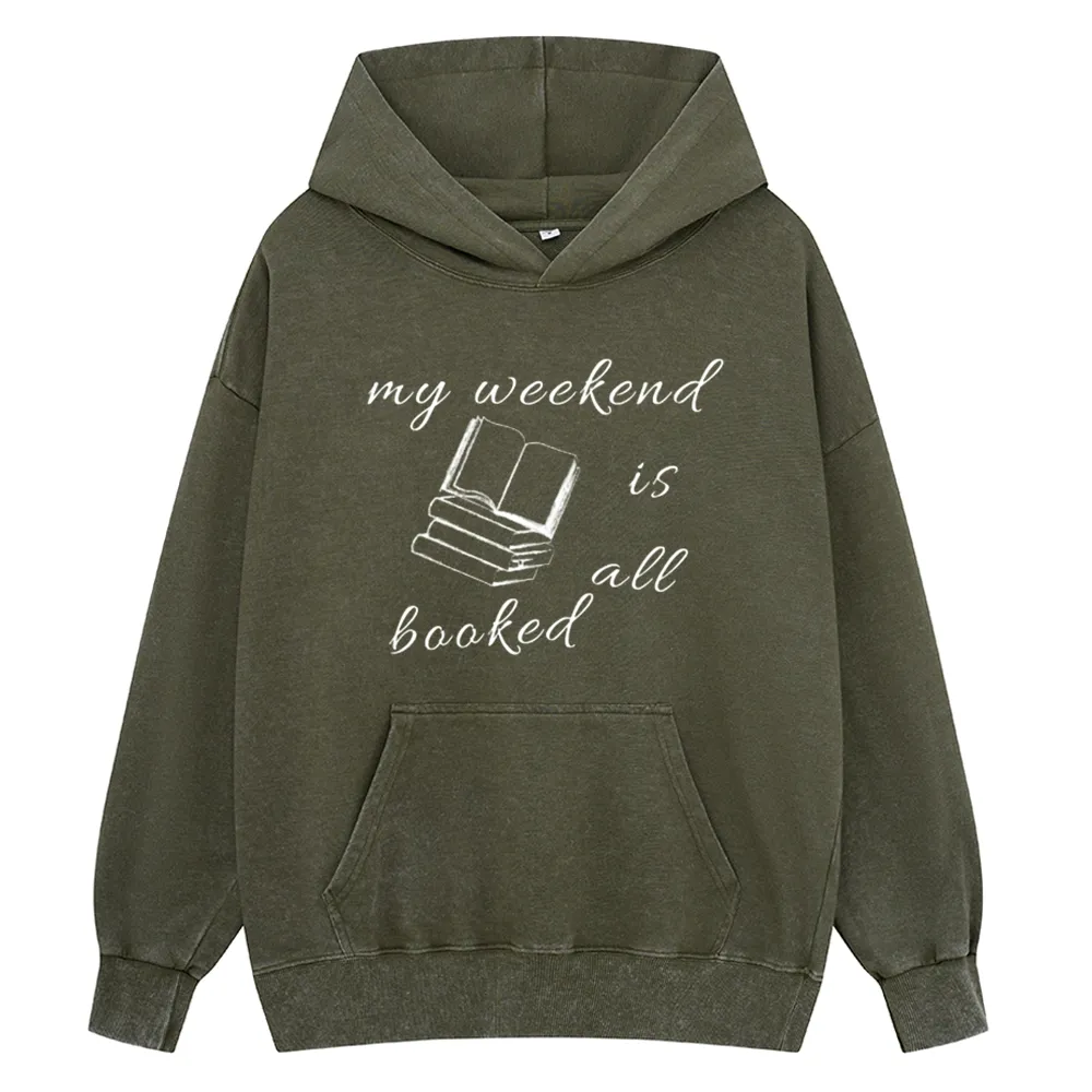 Pagewings My Weekend Is All Booked Unisex Washed Hoodie