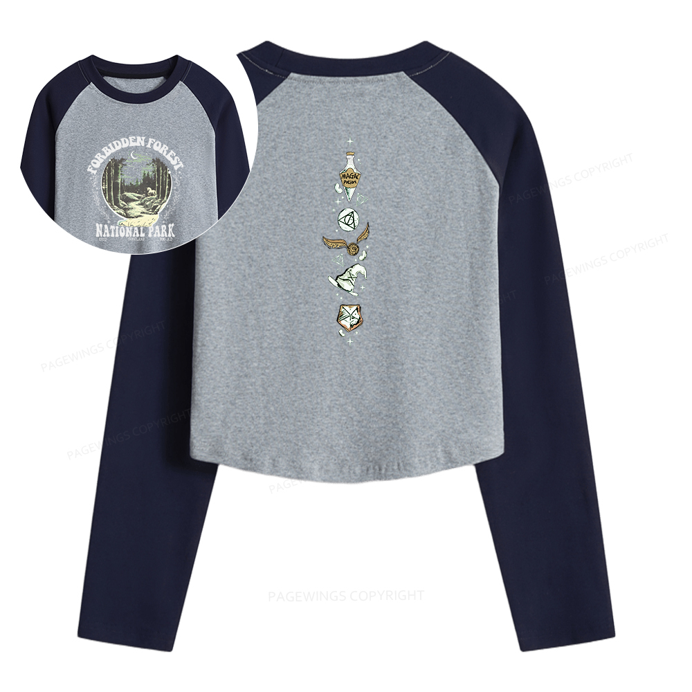 Pagewings Forbidden Forest Women Long Sleeve Crop Raglan T-shirt