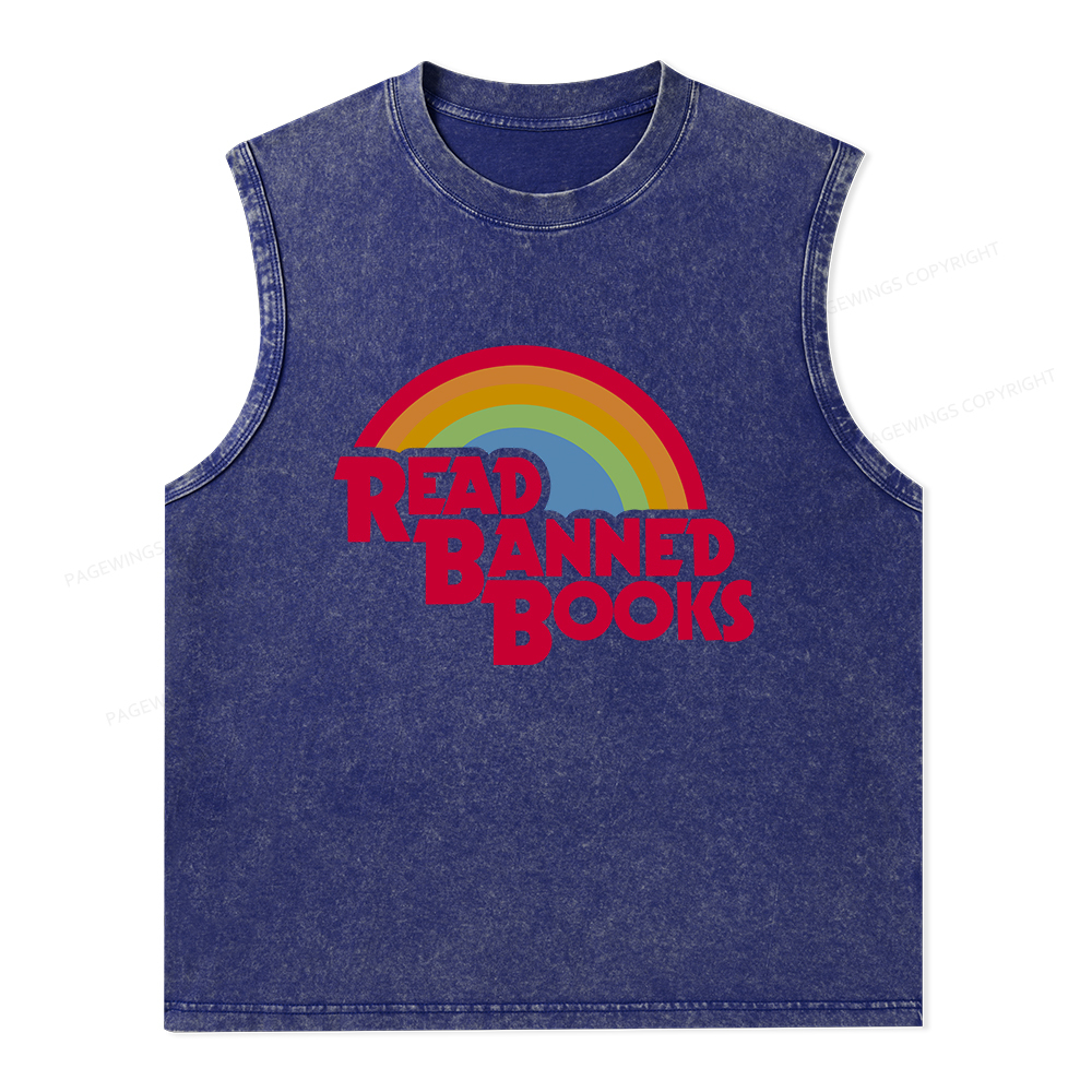 Pagewings Read Banned Books Unisex Washed Tank Top