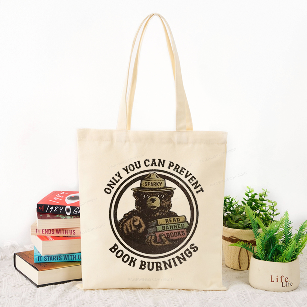 Pagewings Only You Can Prevent Book Burnings Tote Bag