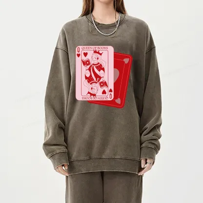 Pagewing Queen of Books Unisex Washed Sweatshirt