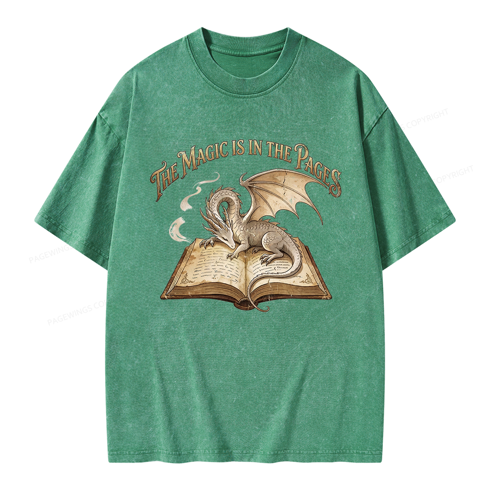 Pagewings The Magic Is In The Pages Unisex Washed T-shirt