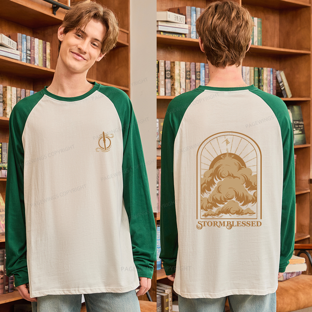 Pagewings Storm Fantasy Book Lover Long Sleeve Raglan T-shirt