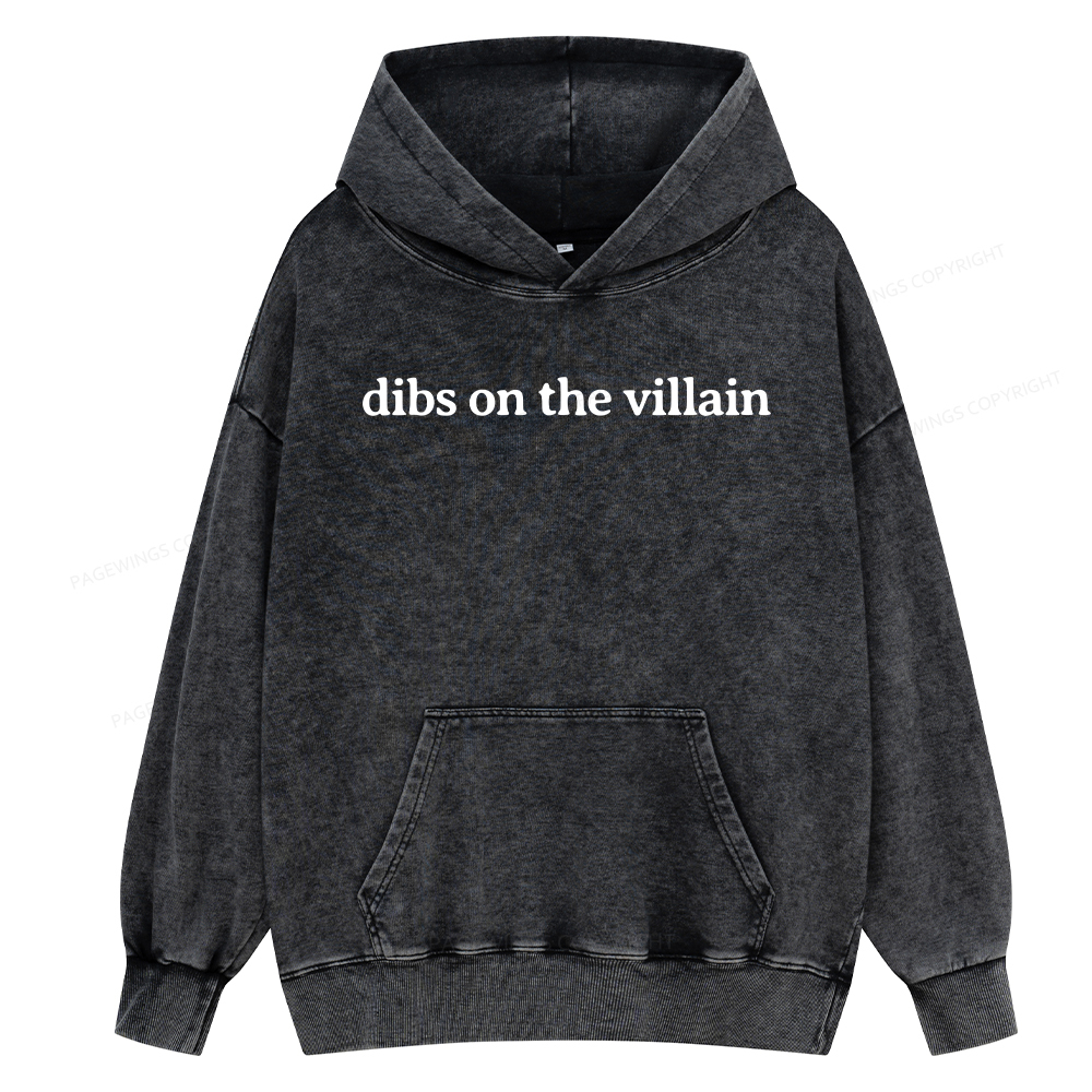 Pagewings Dibs On The Villain Unisex Washed Hoodie