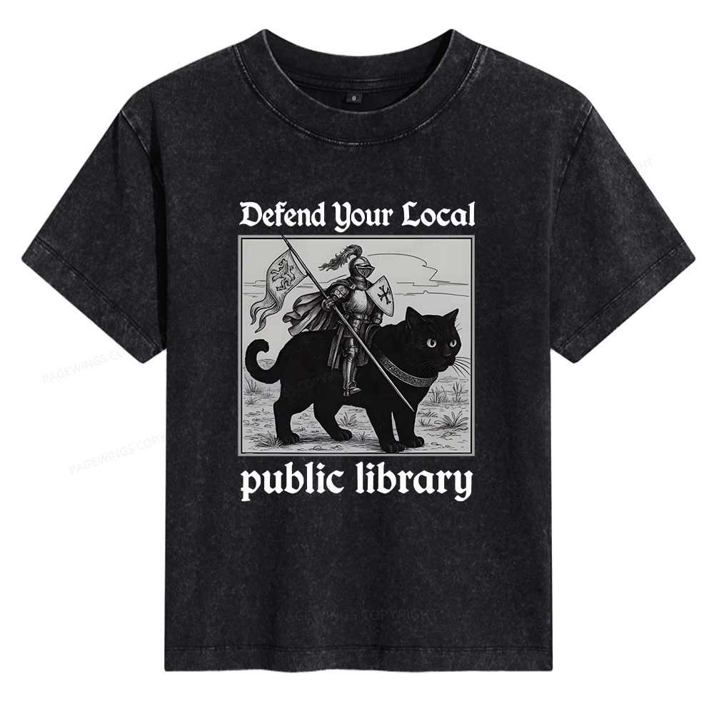 Pagewings Defend Your Local Public Library Women's Washed T-shirt