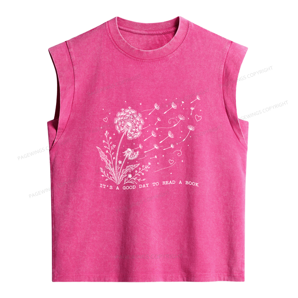 Pagewings It’s a Good Day to Read a Book Women's Washed Tank Top