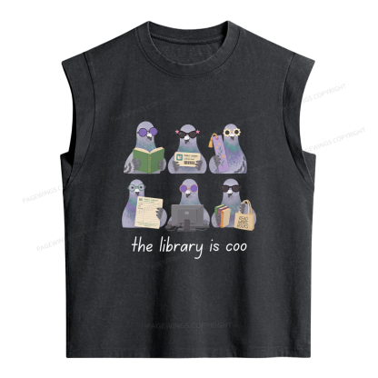 Pagewings Librarian Pigeon Women's Washed Tank Top