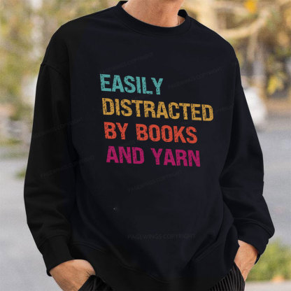 Pagewing Easily Distracted By Books And Yarn Unisex Classic Sweatshirt